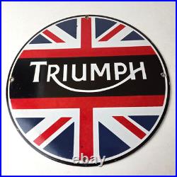 Vintage Triumph Sign Porcelain Automobiles British Mechanic Gas Oil Pump Sign