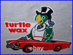Vintage Turtle Wax Turtle In Convertible 12 Metal Car Wash Gasoline & Oil Sign