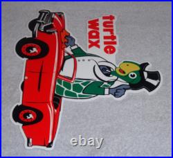 Vintage Turtle Wax Turtle In Convertible 12 Metal Car Wash Gasoline & Oil Sign