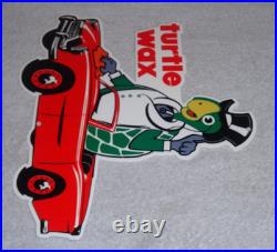 Vintage Turtle Wax Turtle In Convertible 12 Metal Car Wash Gasoline & Oil Sign