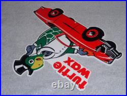 Vintage Turtle Wax Turtle In Convertible 12 Metal Car Wash Gasoline & Oil Sign