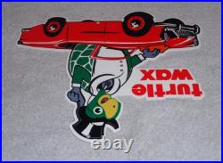 Vintage Turtle Wax Turtle In Convertible 12 Metal Car Wash Gasoline & Oil Sign