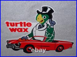 Vintage Turtle Wax Turtle In Convertible 12 Metal Car Wash Gasoline & Oil Sign