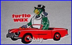Vintage Turtle Wax Turtle In Convertible 12 Metal Car Wash Gasoline & Oil Sign