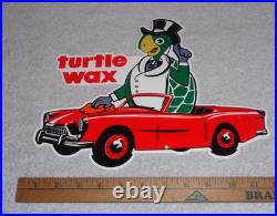 Vintage Turtle Wax Turtle In Convertible 12 Metal Car Wash Gasoline & Oil Sign