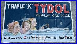 Vintage Tydol Banner Cloth Oil Gas Signed Bradshaw Crandell Ladies Car Large 56