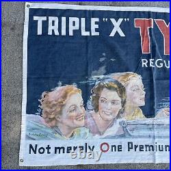 Vintage Tydol Banner Cloth Oil Gas Signed Bradshaw Crandell Ladies Car Large 56