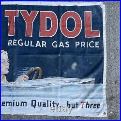 Vintage Tydol Banner Cloth Oil Gas Signed Bradshaw Crandell Ladies Car Large 56