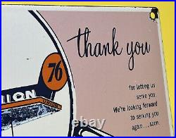 Vintage Union 76 Gasoline Porcelain Sign Gas Station Pump Plate Motor Oil Auto