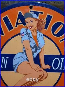 Vintage Union Oil Porcelain Sign Aviation Gasoline Car Motor Service Supply 12
