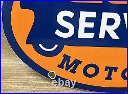 Vintage United Motor Services Porcelain Sign Gas Station Pump Motor Oil Auto