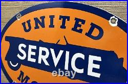 Vintage United Motor Services Porcelain Sign Gas Station Pump Motor Oil Auto