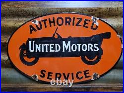 Vintage United Motors Porcelain Sign Automobile Advertising Gas Motor Oil Sales