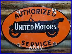 Vintage United Motors Porcelain Sign Automobile Advertising Gas Motor Oil Sales