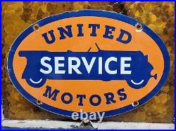 Vintage United Motors Porcelain Sign Old Car Truck Auto Sales Service Garage 17