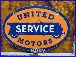 Vintage United Motors Porcelain Sign Old Car Truck Auto Sales Service Garage 17