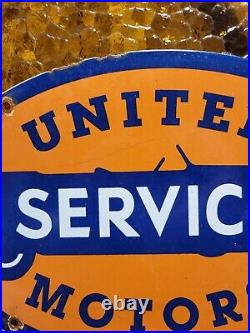 Vintage United Motors Porcelain Sign Old Car Truck Auto Sales Service Garage 17