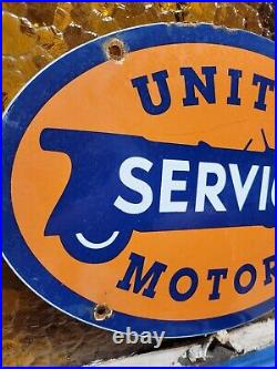 Vintage United Motors Porcelain Sign Old Car Truck Auto Sales Service Garage 17