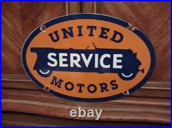 Vintage United Motors Service Delco Dealer Porcelain Metal Sign Auto Parts Gas