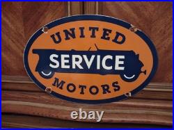 Vintage United Motors Service Delco Dealer Porcelain Metal Sign Auto Parts Gas