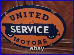 Vintage United Motors Service Delco Dealer Porcelain Metal Sign Auto Parts Gas
