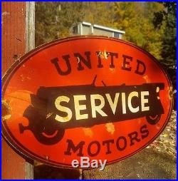 Vintage United service motors sign gas oil garage rare gm chevy car auto