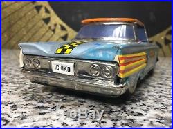 Vintage Unused Japan Tin Chevrolet Wind Up Toy & Box Rocket Stock Car Ichiko