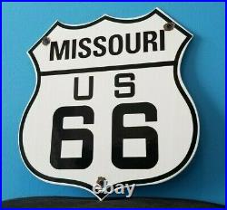 Vintage Us Route 66 Porcelain Gasoline Missouri Auto Road Trip Shield Sign