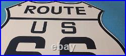 Vintage Us Route 66 Porcelain Gasoline Service Auto Road Trip Shield Pump Sign