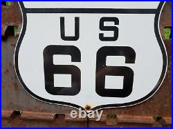 Vintage Us Route 66 Porcelain Metal Gasoline Auto Missouri Road Trip Shield Sign