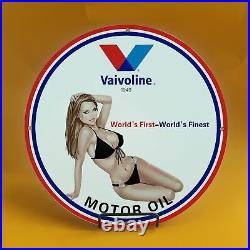 Vintage Vaivoline Gasoline Porcelain Gas Service Station Auto Pump Plate Sign