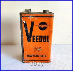 Vintage Veedol Motor Oil Advertising Tin Can Automobile Collectibles TI633