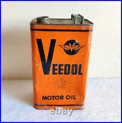 Vintage Veedol Motor Oil Advertising Tin Can Automobile Collectibles TI633