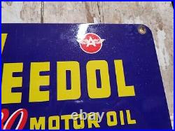 Vintage Veedol Porcelain Sign Car Motor Oil Lubrication Service Garage 35 Cents