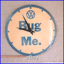 Vintage Volkswagen BUG ME Wall Clock VW Beetle Dealer 1960s Advertising Sign