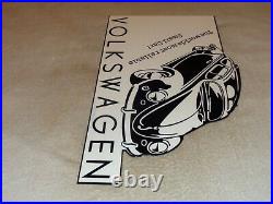 Vintage Volkswagen Beetle Bug Car 20 Metal 2 Sided Flange Gasoline & Oil Sign