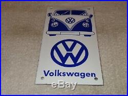 Vintage Volkswagen Bus Vw 8 Porcelain Metal Enamel Car, Gasoline & Oil Sign
