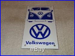 Vintage Volkswagen Bus Vw 8 Porcelain Metal Enamel Car, Gasoline & Oil Sign