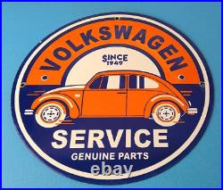 Vintage Volkswagen Sign Porcelain Automobile VW Bug Dealership Sales Gas Sign