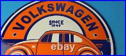 Vintage Volkswagen Sign Porcelain Automobile VW Bug Dealership Sales Gas Sign