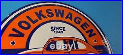 Vintage Volkswagen Sign Porcelain Automobile VW Bug Dealership Sales Gas Sign