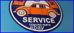 Vintage Volkswagen Sign Porcelain Automobile VW Bug Dealership Sales Gas Sign