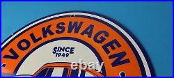 Vintage Volkswagen Sign Porcelain Automobile VW Bug Dealership Sales Gas Sign