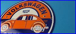 Vintage Volkswagen Sign Porcelain Automobile VW Bug Dealership Sales Gas Sign