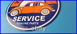 Vintage Volkswagen Sign Porcelain Automobile VW Bug Dealership Sales Gas Sign