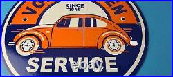 Vintage Volkswagen Sign Porcelain Automobile VW Bug Dealership Sales Gas Sign