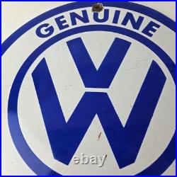 Vintage Volkswagen Sign Porcelain VW Automobile Dealership Parts Gas Pump Sign