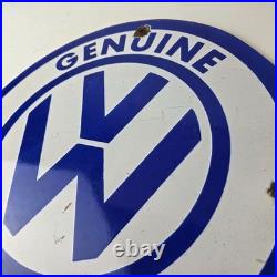 Vintage Volkswagen Sign Porcelain VW Automobile Dealership Parts Gas Pump Sign