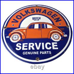 Vintage Volkswagen Sign Porcelain VW Bug Service Parts Auto Car Sales Gas Sign