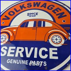 Vintage Volkswagen Sign Porcelain VW Bug Service Parts Auto Car Sales Gas Sign